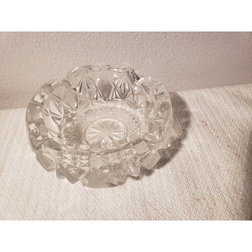 Imperlux Genuine Handcutโ Lead Crystal Heavy Ashtray Made In Poland Vintage